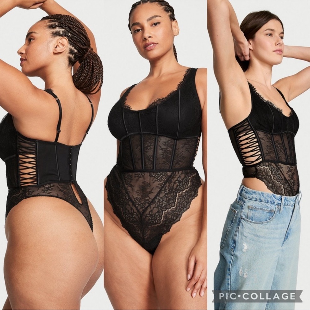 Victoria's Secret Black Lace Shapewear Bodysuit